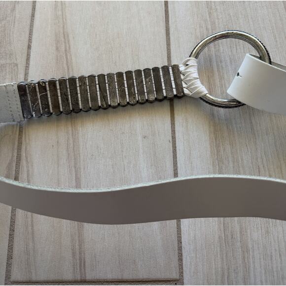 Antoniazzi Firenze White Leather O Ring Belt Italy Rhinestone Silver Wide Size M main image 9